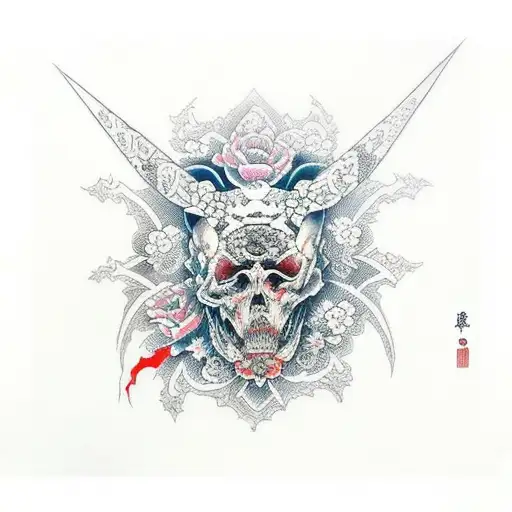 gothic and gore tattoo design idea