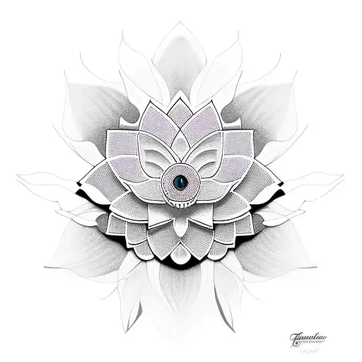 lotus flower,  seeing eye tattoo design idea