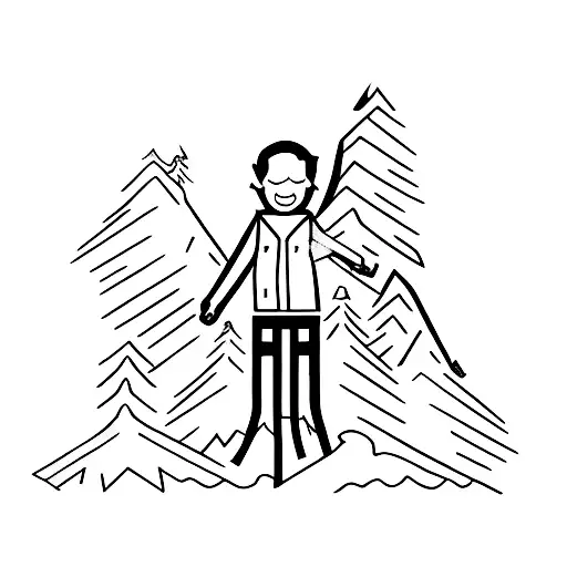 stickman walking in the mountains tattoo design idea