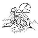 stickman hiking in the mountains tattoo design idea