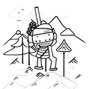 stickman hiking in the mountains tattoo design idea
