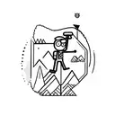 stickman hiking in the mountains tattoo design idea