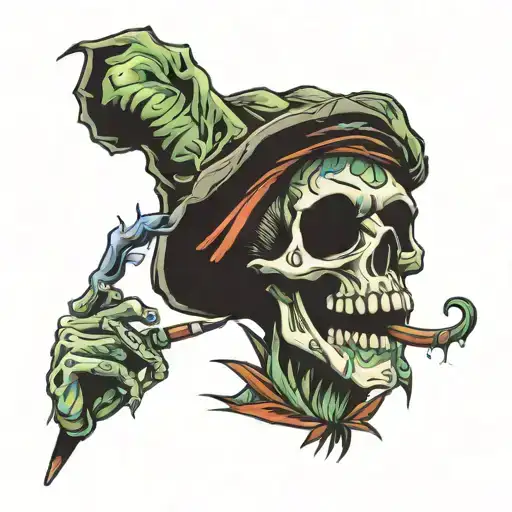 ghost face smoking weed tattoo design idea