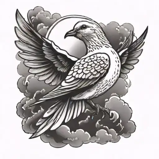 dove and clouds  tattoo design idea