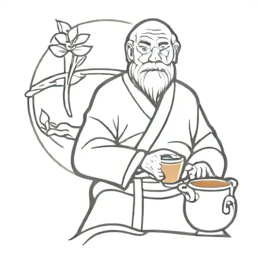 uncle iroh with his jasmine tea tattoo design idea
