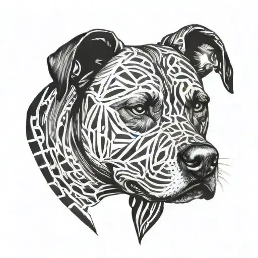 Pitbull face divided tattoo design idea