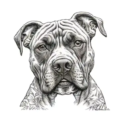 Pitbull face divided tattoo design idea