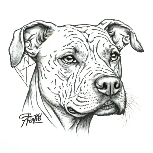 Pitbull face divided tattoo design idea
