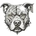 Pitbull face divided tattoo design idea