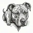 Pitbull face divided tattoo design idea