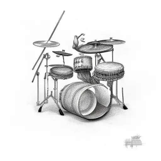 Drum, guitar and bass tattoo design idea