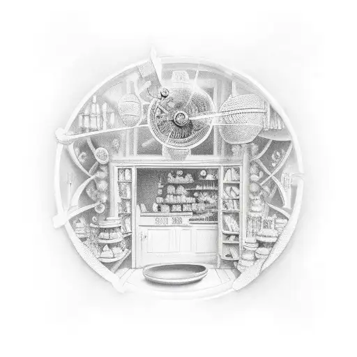 magic shop open door BTS tattoo design idea
