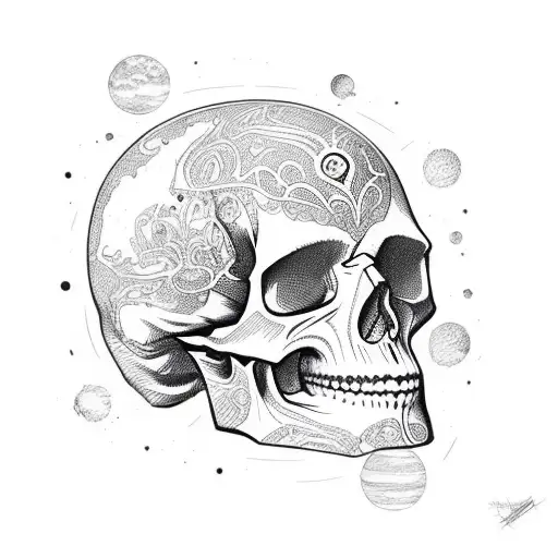 space cowboy skull tattoo design idea