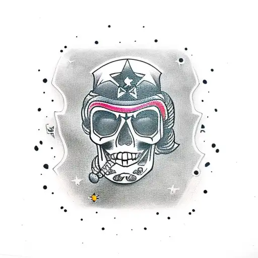 space cowboy skull tattoo design idea