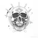space cowboy skull tattoo design idea