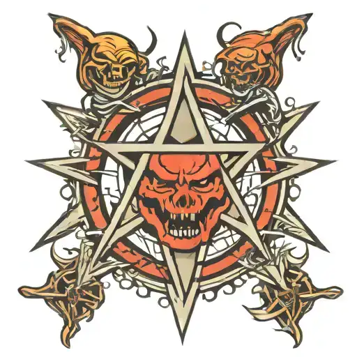 shout at the devil pentagram motley crue tattoo design idea