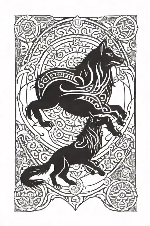 Libra, Wolf, Nordic tattoo design idea