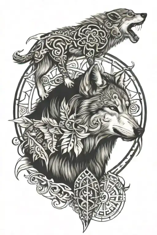Libra, Wolf, Polynesian tattoo design idea