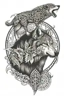 Libra, Wolf, Polynesian tattoo design idea