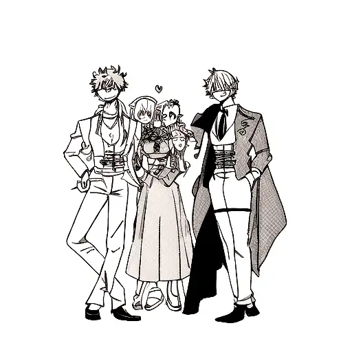 sanji from one piece, jaraiya from naruto and izuku midoriya from my her academia tattoo design idea