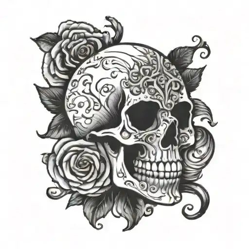 Skull Mysterious and Dark tattoo design idea