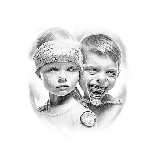 basement stairs children tattoo design idea