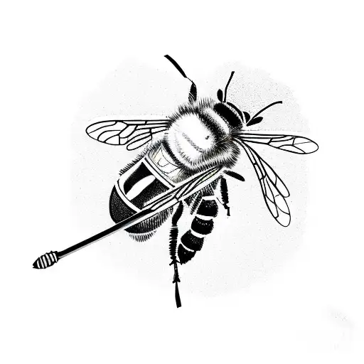 A bee playing a harmonica in a sketch style tattoo design idea