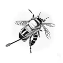 A bee playing a harmonica in a sketch style tattoo design idea