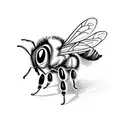 A bee playing a harmonica in a sketch style tattoo design idea