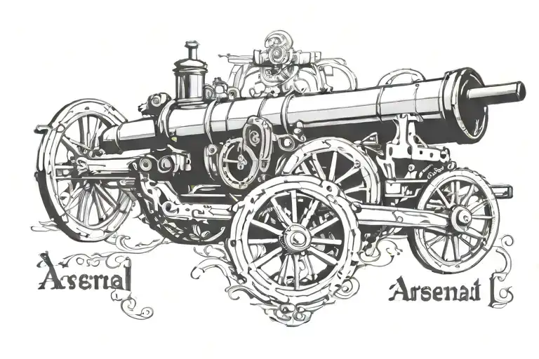 Arsenal fc cannon arsenal text "Victorious concord grows 1886" tattoo design idea