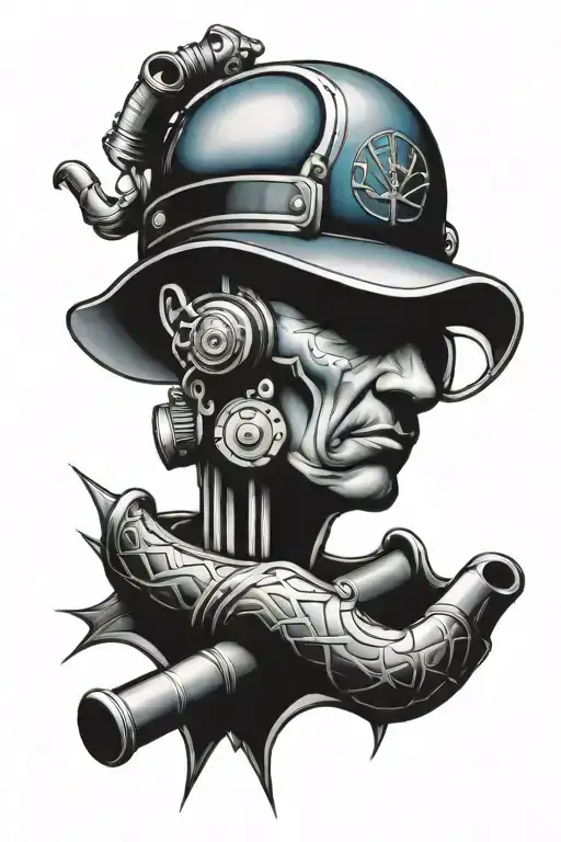 blue collar, pipefitter tattoo design idea