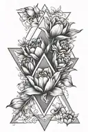 3 triangles surrounded  by tulips tattoo design idea