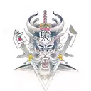 3 swords crossing tattoo design idea