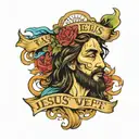 text "jesus wept silent tears"  tattoo design idea