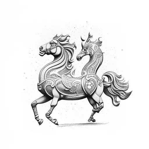 carousel horses breaking free from the carousel  tattoo design idea
