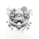 evolution and nature tattoo design idea