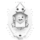 emoji on paper airplane tattoo design idea