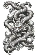 Design a sleeve tattoo featuring Shenron surrounded by dragon balls tattoo design idea