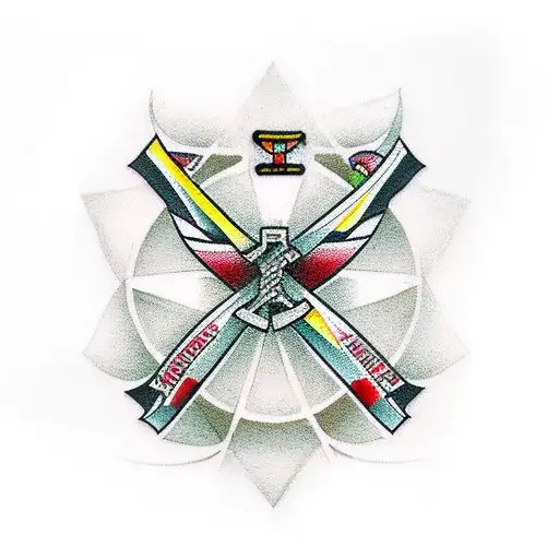 Cross with taekwondo black belt wrapped around it tattoo design idea