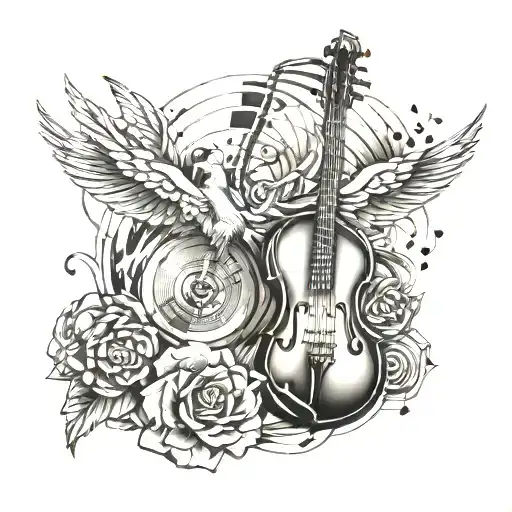 Music, Freedom, Purpose, Polygon tattoo design idea