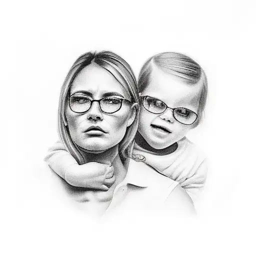 single mom and daughter meaningfull  tattoo design idea