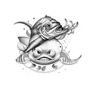emoji de carita feliz derritiéndose con un gorro pescador tattoo design idea