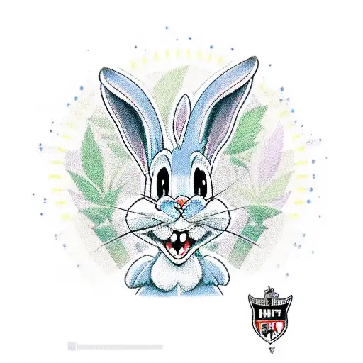 bugs bunny holding a pistol with pounds of weed  tattoo design idea