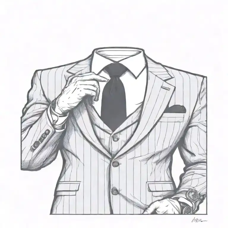 add skull head above the collar of the suit tattoo design idea