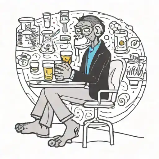 Blue Monkey and bojack horseman  drining alcohol tattoo design idea