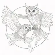 Owl flying tattoo design idea