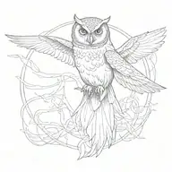 Owl flying tattoo design idea