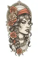 gypsy girl tattoo design idea