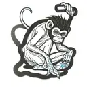 Blue Monkey doing cokaine tattoo design idea