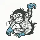 Blue Monkey doing cokaine tattoo design idea
